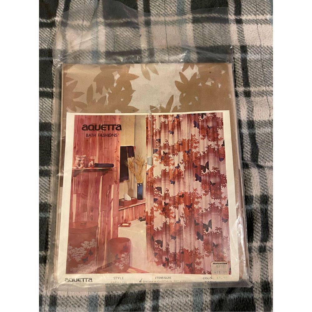 Vintage AQUETTA Butterfly Shower Curtain USA